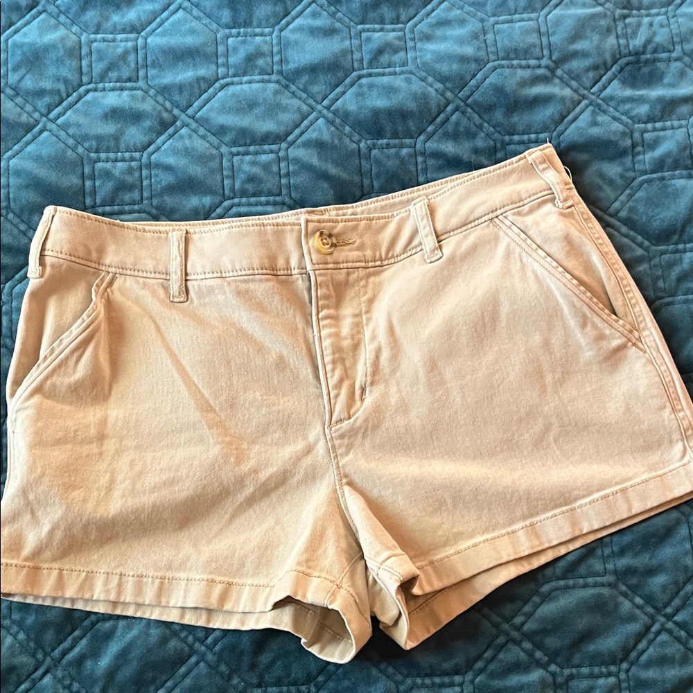 Abercrombie & Fitch Women's Light Beige Cotton Bermuda Shorts